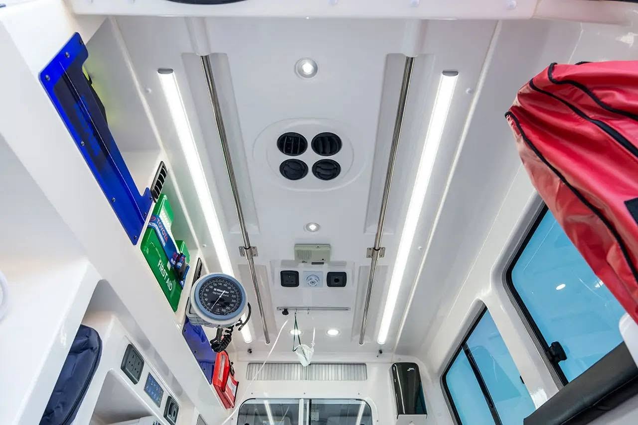 Ambulance interior — ceiling lighting and ventilation